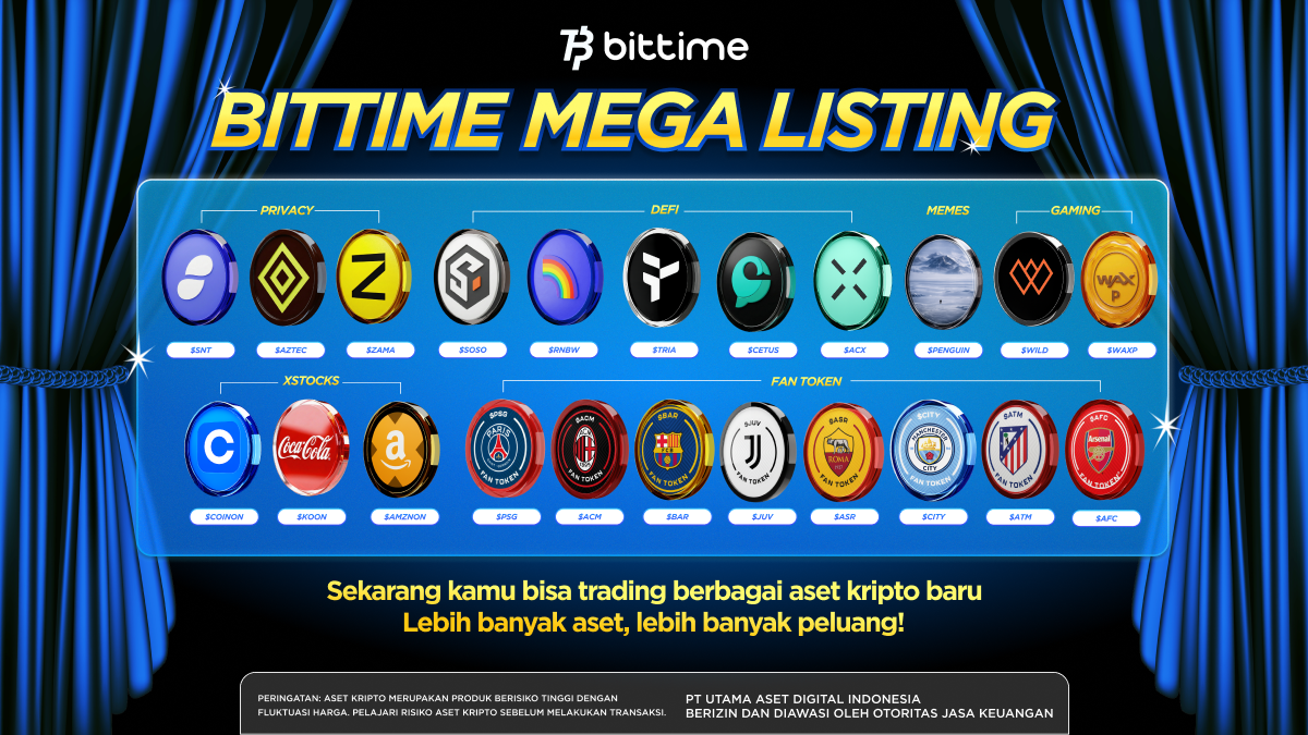 Bittime Mega Listing, Peluang Diversifikasi di Tengah Penguatan Nilai Aset Bitcoin ($BTC)