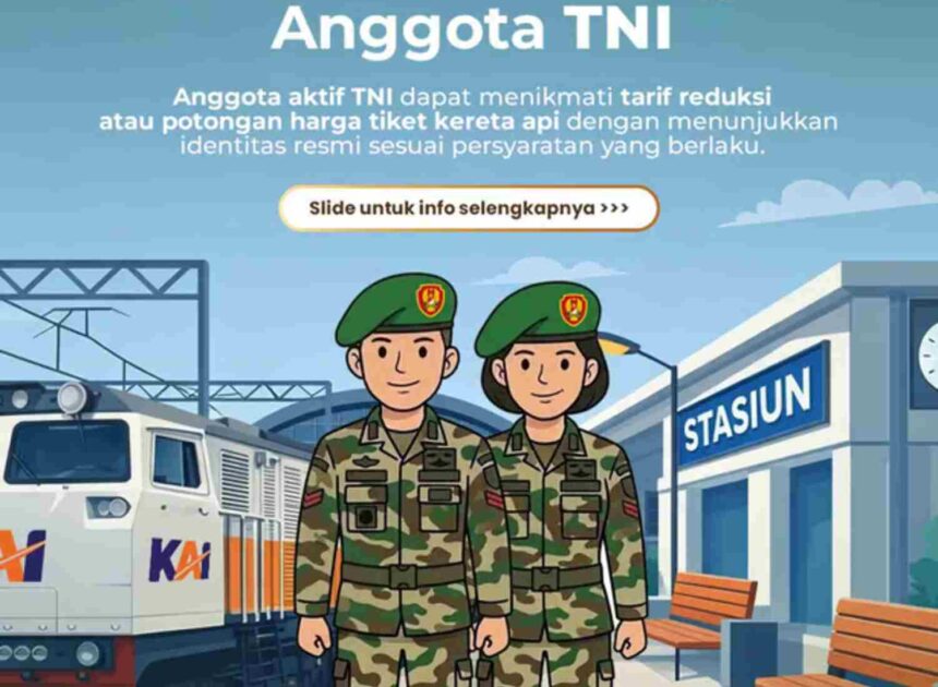 KAI Divre III Palembang Perpanjang Fasilitas Reduksi bagi Anggota TNI