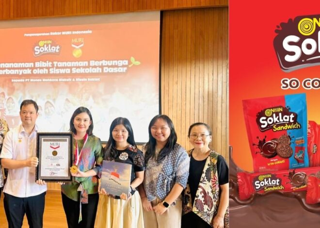 Ribuan Siswa SD Tanam Bunga, Nissin Soklat & PT Monde Mahkota Biskuit Raih Rekor MURI